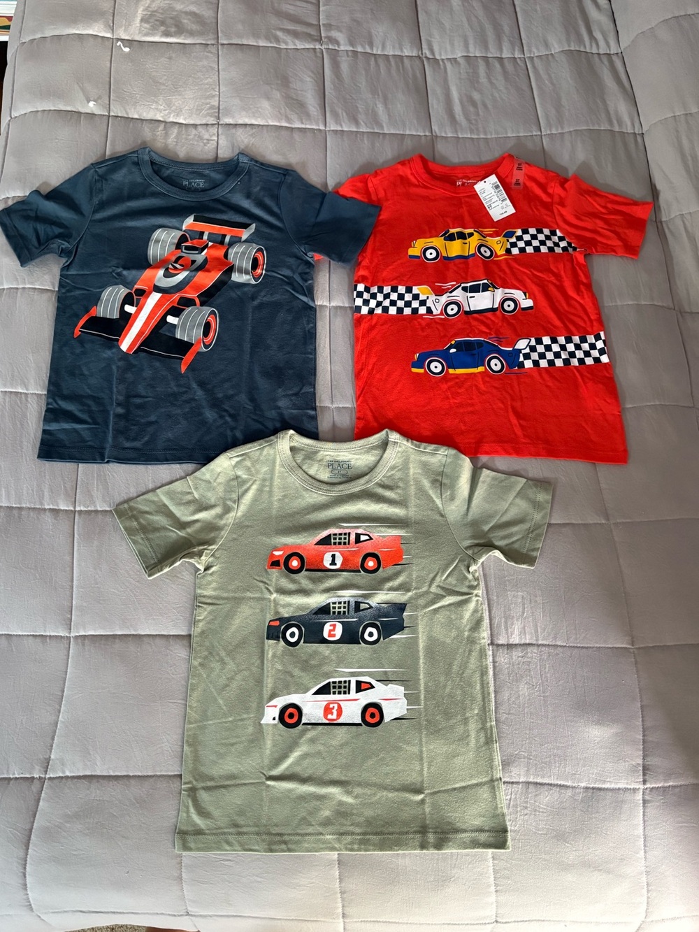 New with tags, 3-pack race car tees, size 5T
